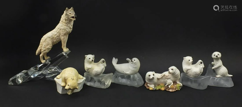 Seven Franklin Mint porcelain figure groups on