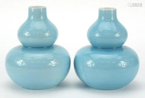 Pair of Chinese porcelain double gourd vases having