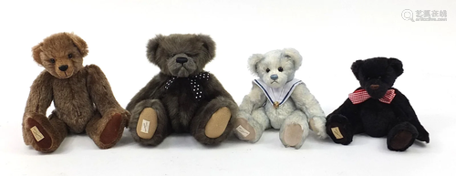 Four Deans Rag Book teddy bears with articulated arms