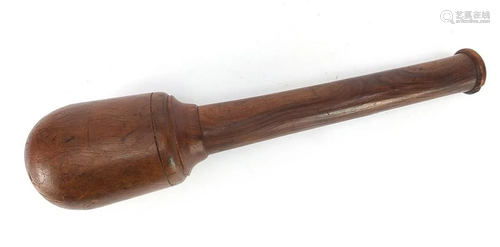 Large Victorian hardwood pestle, 33cm in length