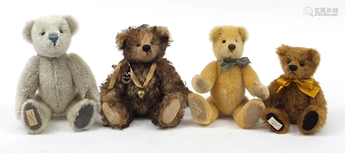 Four Deans Rag Book teddy bears with articulated arms