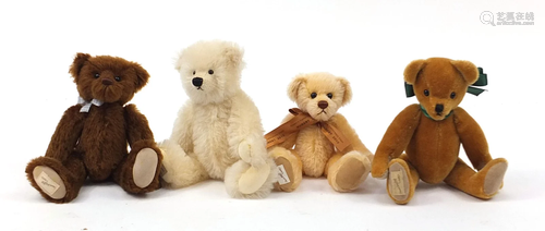 Four Deans Rag Book teddy bears with articulated arms