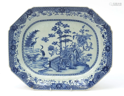 Chinese blue and white porcelain platter hand painted