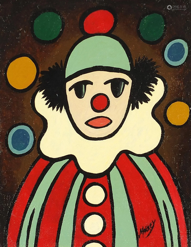 Manner of Markey Robinson - Portrait of a clown, Irish