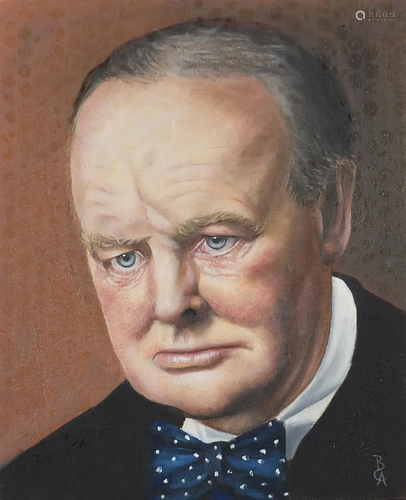 Portrait of Winston Churchill, oil on canvas board,