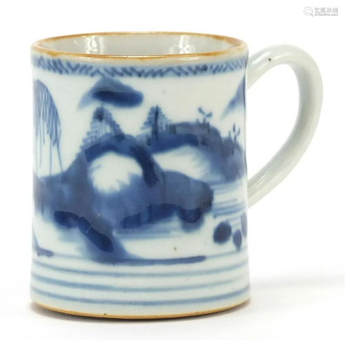 Chinese blue and white porcelain cup hand painted with