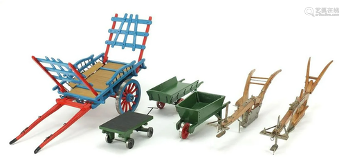 Scratch built metal and wood models of carts,