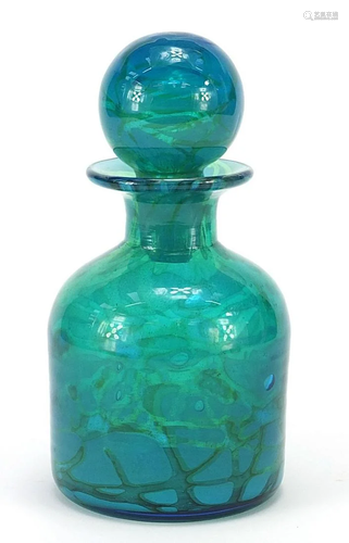 Mdina marble glass scent bottle with stopper, 21cm high