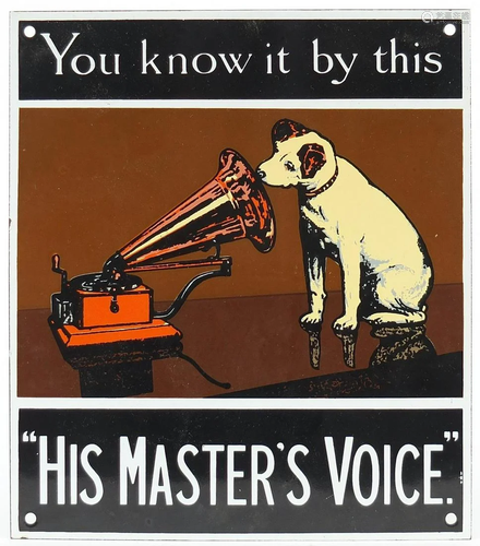 His Master's Voice enamel advertising wall plaque, 25cm