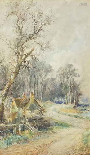 Arthur Reginald Willett - Cottage before woodland,