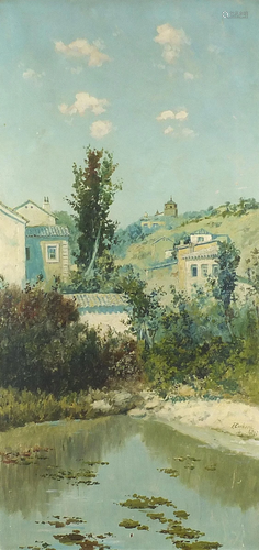 Jose Franco Cordero 1903 - Villas by a river, Spanish