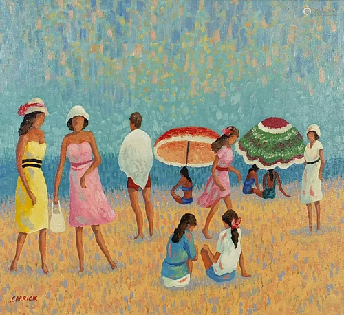 After Desmond Carrick - Figures on a beach, Modern