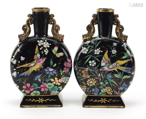 Attributed to Moser, pair of Bohemian aesthetic glass