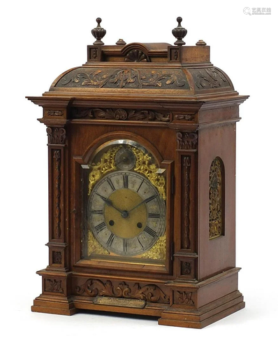 German walnut cased striking bracket clock, the dial