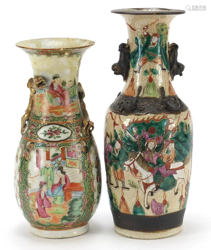 Two Chinese porcelain vases including a Canton example,