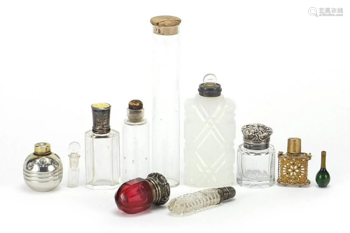 19th century and later glass perfume bottles, mainly