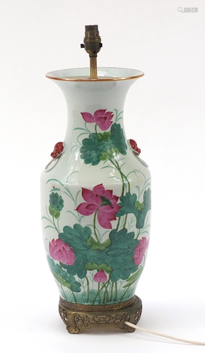 Chinese porcelain vase table lamp hand painted with