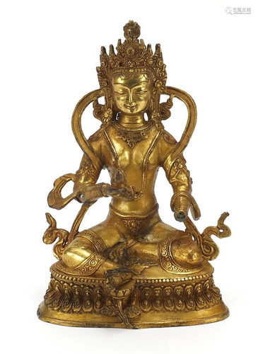 Chino Tibetan gilt bronze figure of budd...