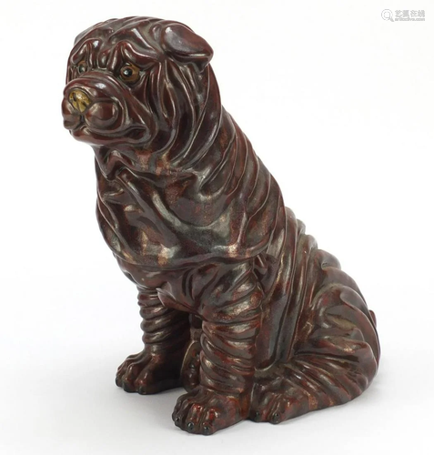 Life size pottery model of a seated Pug, possibly