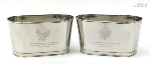 Pair of silver plated ice buckets with Napoleon