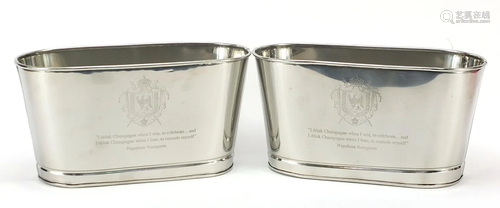 Pair of silver plated ice buckets with Napoleon