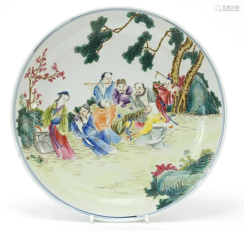 Chinese porcelain shallow dish finely hand painted in