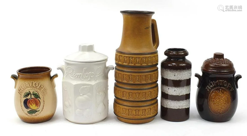 West German pottery to include three rumtopfs and a