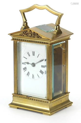 French brass cased carriage clock with e...