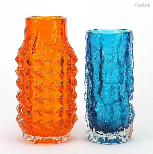 Geoffrey Baxter for Whitefriars, two glass vases