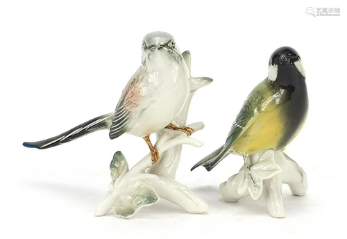 Two Karl Ens porcelain birds, the largest 15cm high