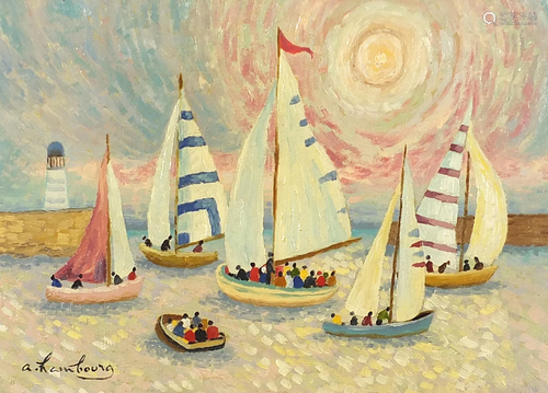 After Andre Hambourg - The Regatta, French school oil