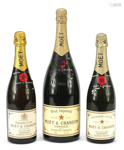 Three bottles of Moet & Chandon Champagne including a