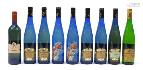 Nine bottles of Ferdinand Pieroth Blue white wine