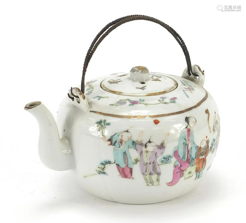 Chinese porcelain teapot with metal twis...