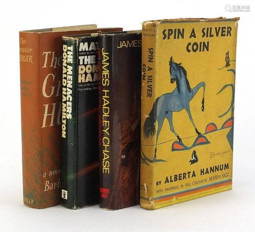 Four hardback books with dust jackets comprising Spin a