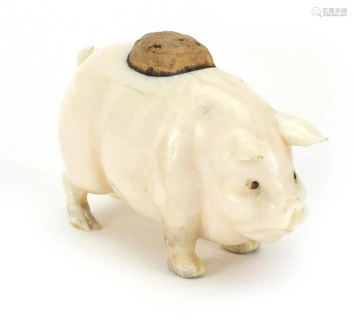 Carved ivory pin cushion in the form of ...