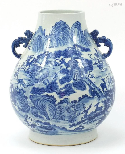Very large Chinese blue and white porcelain arrow vase
