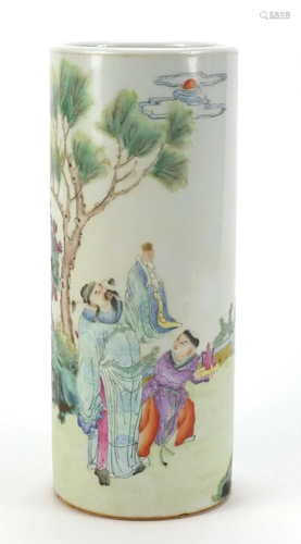 Chinese porcelain cylindrical vase hand ...