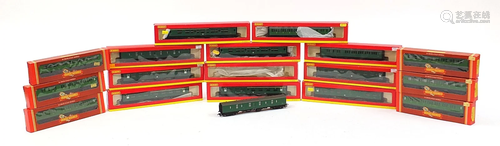 Collection of Hornby 00 gauge railway coaches with