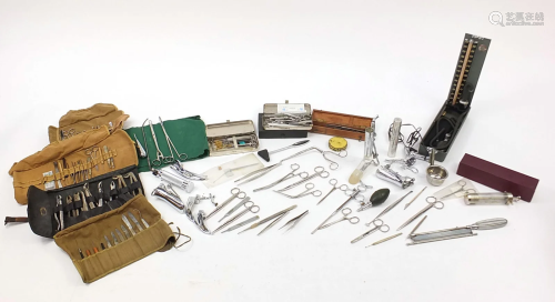 Collection of vintage medical equipment including