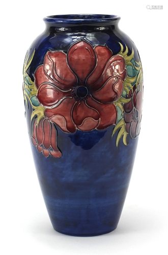 Large Moorcroft pottery vase hand painted with flowers,