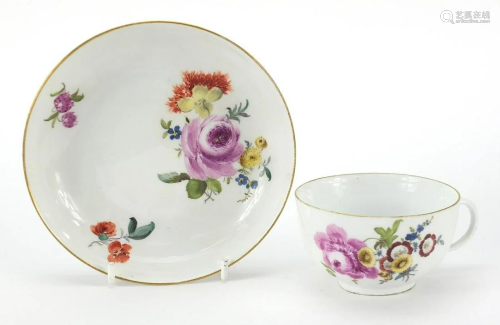Meissen, 19th century porcelain cup and saucer hand