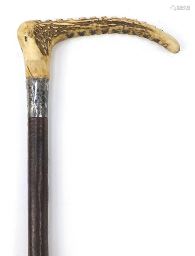 Bone handled riding crop by Swaine & Adeney with silver