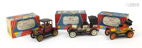 Three Schuco Old Timer wagons with boxes