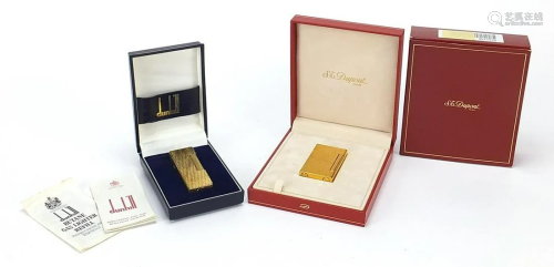 Two boxed Dunhill and Dupont gold plated...