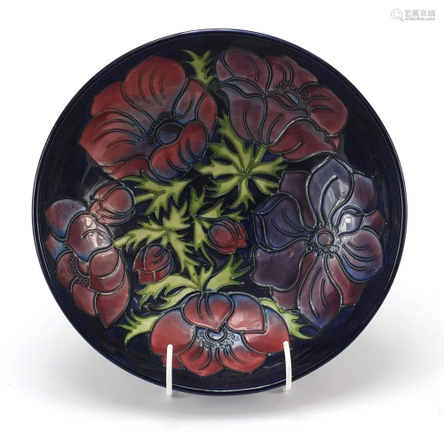 Moorcroft pottery bowl hand painted with flowers,