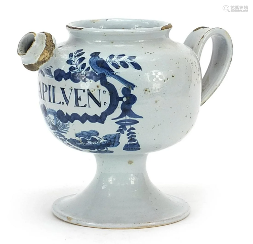 18th century Delft blue and white tin glazed drug jar