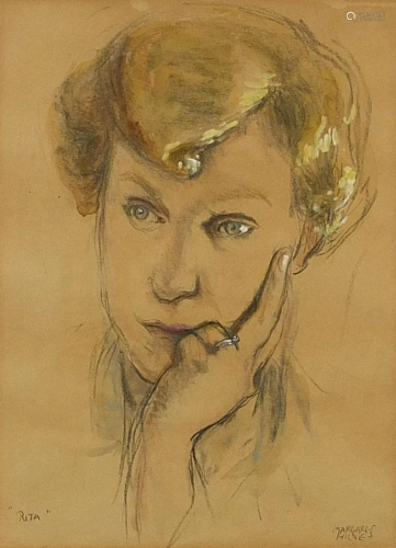 Margaret Milnes - Portrait of a lady, inscribed Rita,