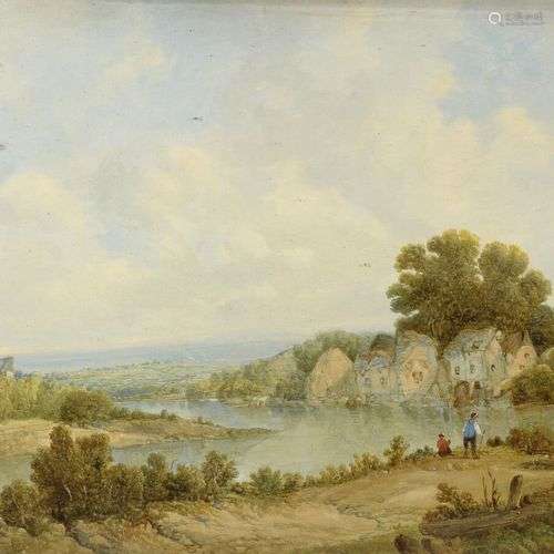 Attribué à Alfred I VICKERS (1786-1868) Paysage à la rivière...