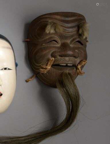 *JAPON, époque TAISHO (1912-1926) Masque de théâtre No en bo...